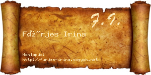 Fürjes Irina névjegykártya